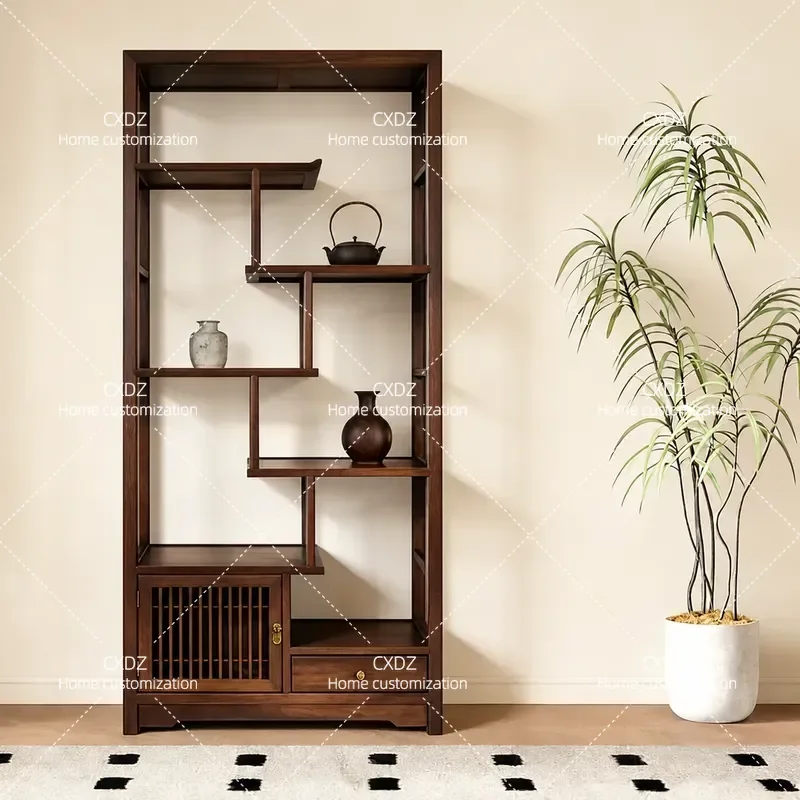 New Chinese Style Simple Home Improvement Bogu Shelf Duobao Pavilion Study Shelf Tenon and Mortise Structure Display Storage