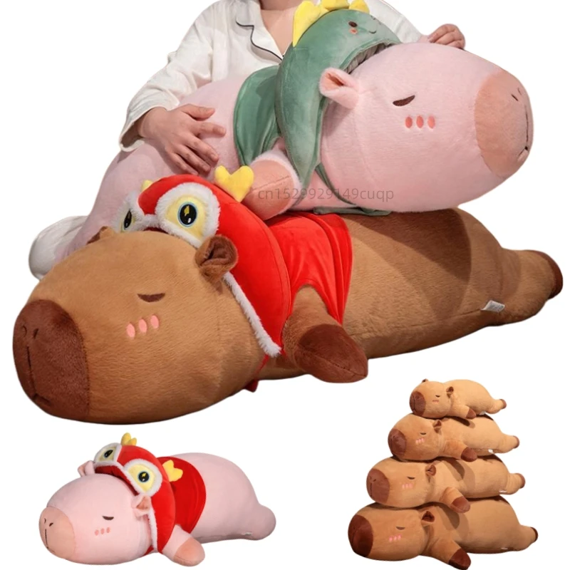 60-100cm Cartoon Fun Costume Capybara Plush Doll Pillow Pink Brown Dragon Chicken Dinosaur Plush Toy Home Decor Gift For Child