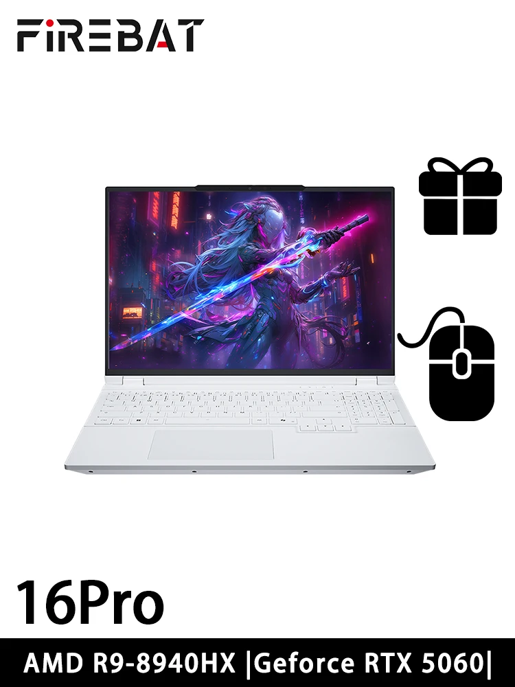FIREBAT 16Pro Gaming-Laptop 16" AMD Ryzen 9 8940HX/Intel i7-13700HX RAM 16 GB NVIDIA GeForce RTX 5060 für Laptops