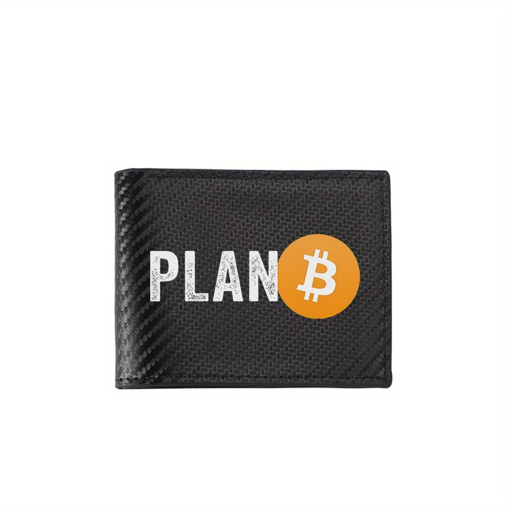 Plan B Bitcoin symbol orange circle Men's Wallets Simple Business Modern Stylish Printing Design Gifts For Father Boyfriend Chri
