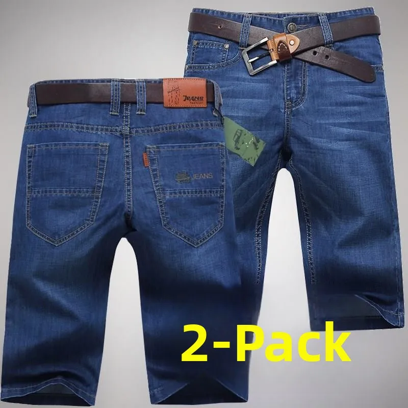 

Summer Men's Loose Fit Jeans orts Thin Cotton Denim Five Seven Inches Straight Leg Casual Faion Urban Youth Big Size