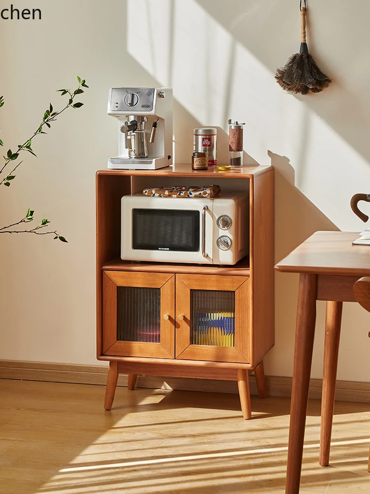 

ZML solid wood dining side locker microwave oven locker kitchen tea cabinet