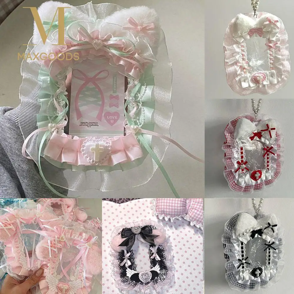 

Милый DIY плюшевый держатель для карт Лолита аниме кружевной чехол для фотокарт Idol дисплей ручной работы защитный чехол для фото карты