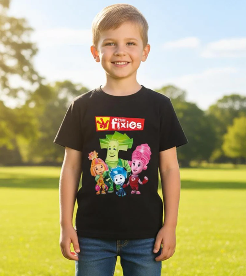 New Children Clothing Russian Cartoon The Fixies T Shirt for Boys Girls Funny Baby Boys Summer Tops Short Sleeve Kids T-shirt