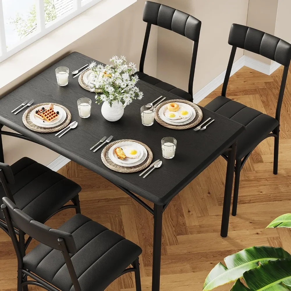 Kitchen Table and Chairs for 4 With Upholstered Chairs Living Room Chair 5 Piece Dining Room Table Set  Freight free