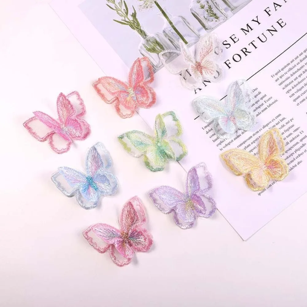 

10PCS 3D Embroidery Lace Butterfly Appliques Dreamy DIY Handmade Simulation Mesh Butterfly Patch Double-layer