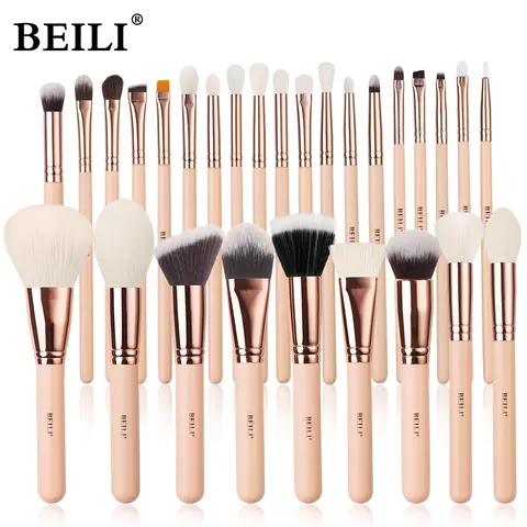 Pink Makeup Brush Set High-Quality Natural Hair BEILI