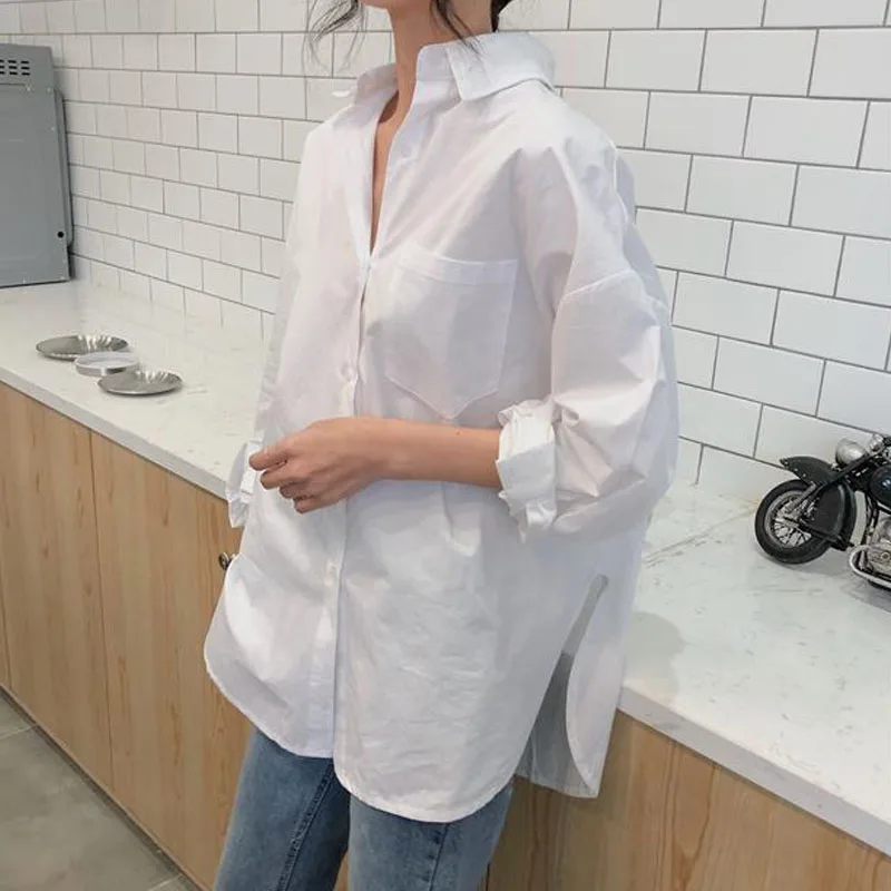 New Fashion Spring Women Shirts 2024 Cotton White Blouse Woman Femme Long Sleeve Loose Women Clothing Tops Casual Blusas 11456