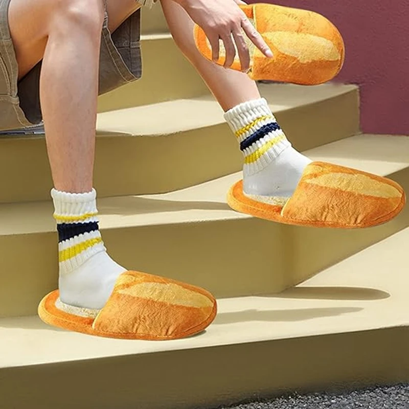 Simulation Foodie Bread Burger Toast Winter Home Soft-Soled Anti-Slip Plush Warm Cotton Slippers