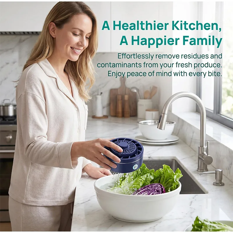 Rechargeable Titanium Electrolysis Food Purifier Portable Fruit Vegetable Cleaner Powerful Pesticide Remover For Home Kitchen