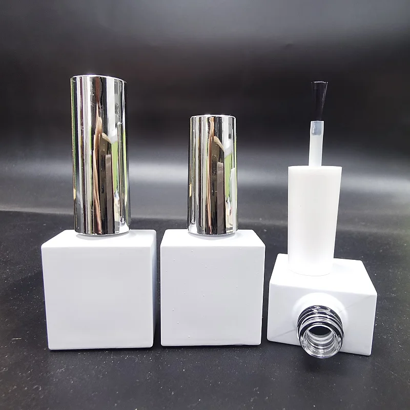 

10/20/30/40 шт./лот 10/15 мл флакон для лака для ногтей стеклянный контейнер для геля упаковка клей белый квадратный серебряный колпачок оптовая продажа маникюрный инструмент