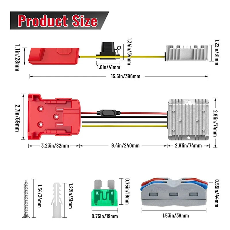 

2 Pack 18V to 12V Step Down Converter for Milwaukee M18 Power Wheel HOT SALE