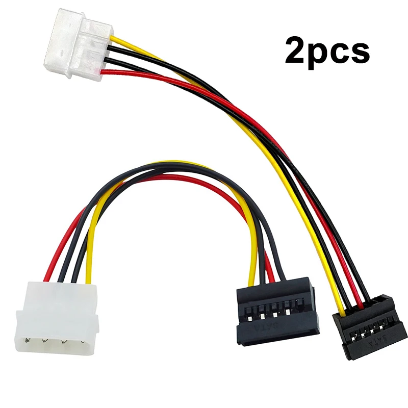 2pcs IDE 4Pin Male to SATA Female Power Cable Big 4PIN Male SATA Extend Wire Adapter Connector Converter PC Hard Disk Power Line