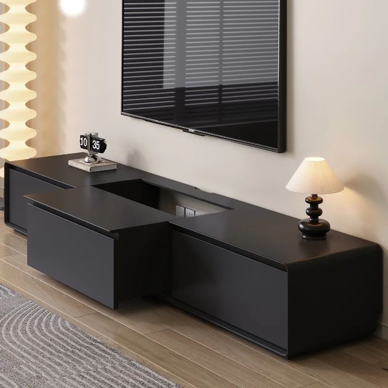 push-pull countertop TV stand wood black multifunctional modern TV cabinet luxury minimalist wohnzimmer möbel tv room furniture