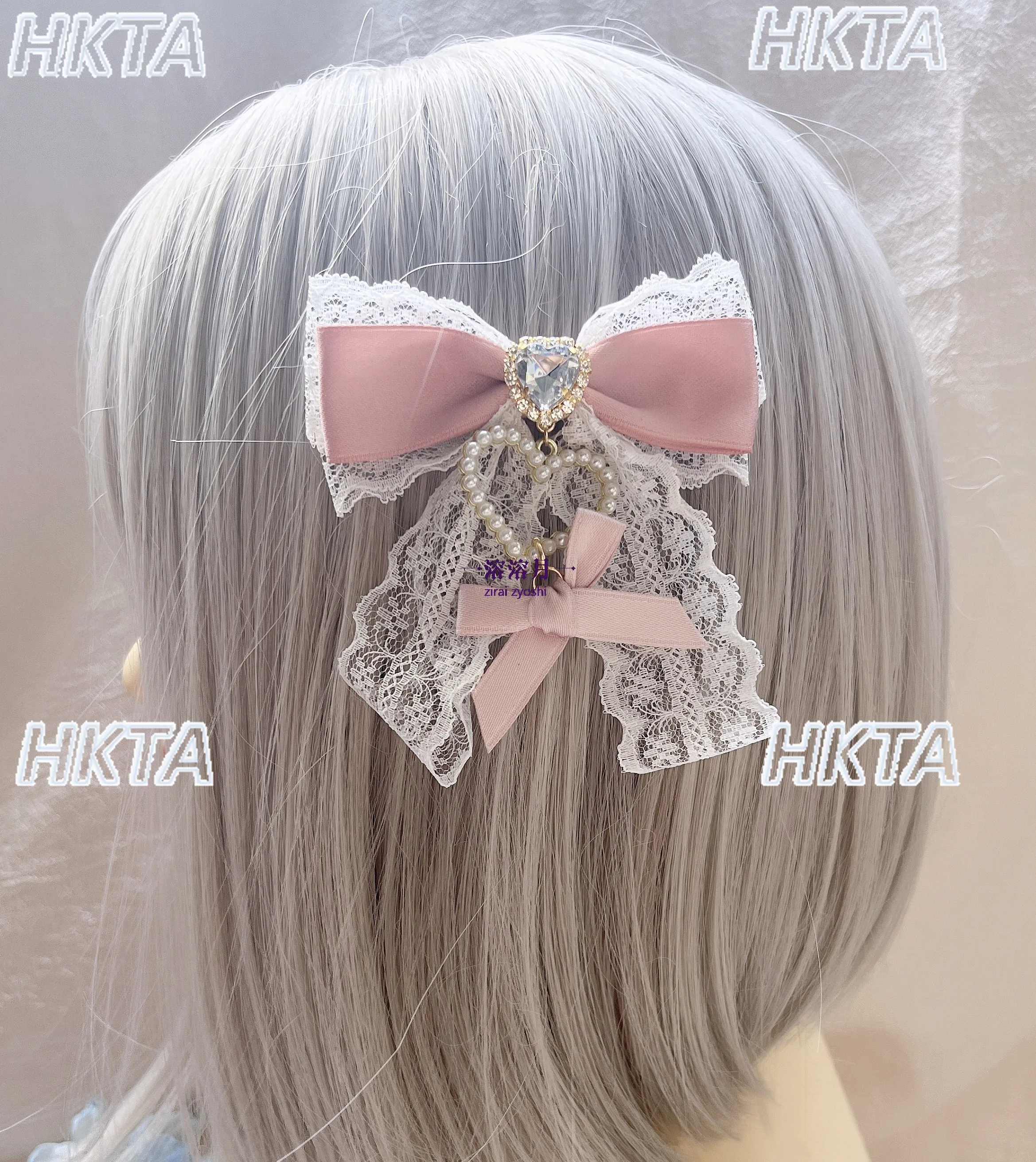 

Японский стиль, кружевное сердце ручной работы, кулон со стразами, заколка для волос, женская кавайная милая заколка для волос для девочек, корейские аксессуары