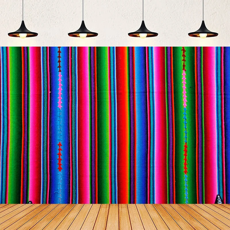 Color Fiesta Theme Party Stripes Photography Backdrop Cinco De Mayo Mexican Festival Background Cactus Banner Decoration
