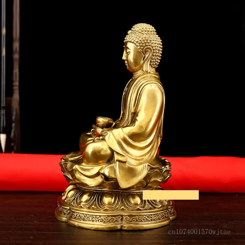 Imagem -02 - Cobre Puro Buda Estátua de Sakyamuni Suprimentos Religiosos Móveis para Casa Adoração Estátua de Buda Ornamentos 1pc