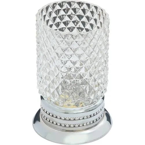 Voque Chrome Set Top Brass-B. Glass-Stone Pattern Tooth Brush Holder 7850