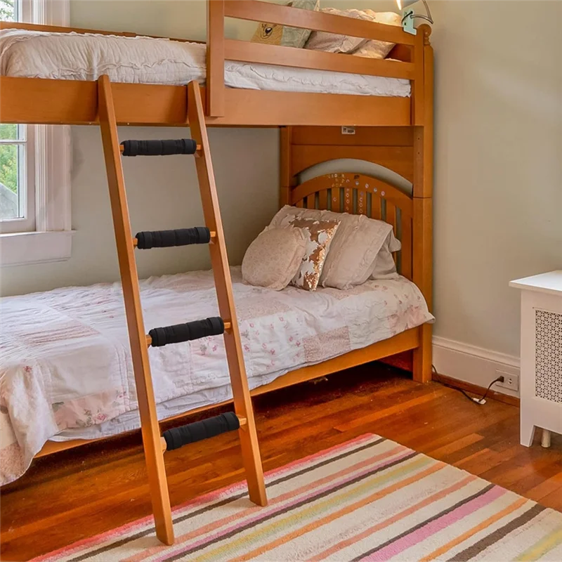 A03F-4 Pcs Bunk Bed Ladder Pads, With 8 Adjustable Hook & Loop Straps Loft Bed, Bunk Bed Step Pad Cover