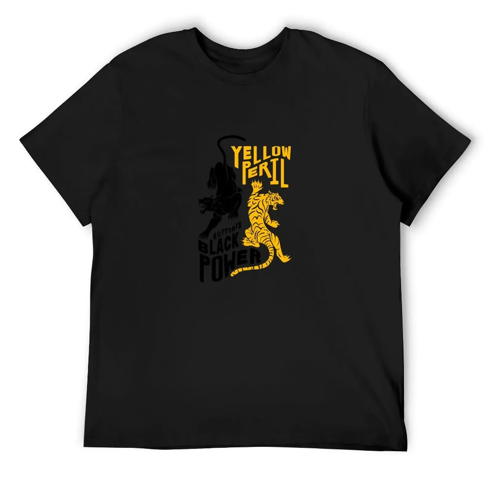 YELLOW PERIL SUPPORTS BLACK POWER T-Shirt graphic shirts for a boy anime clothes cute clothes plus size men clothing