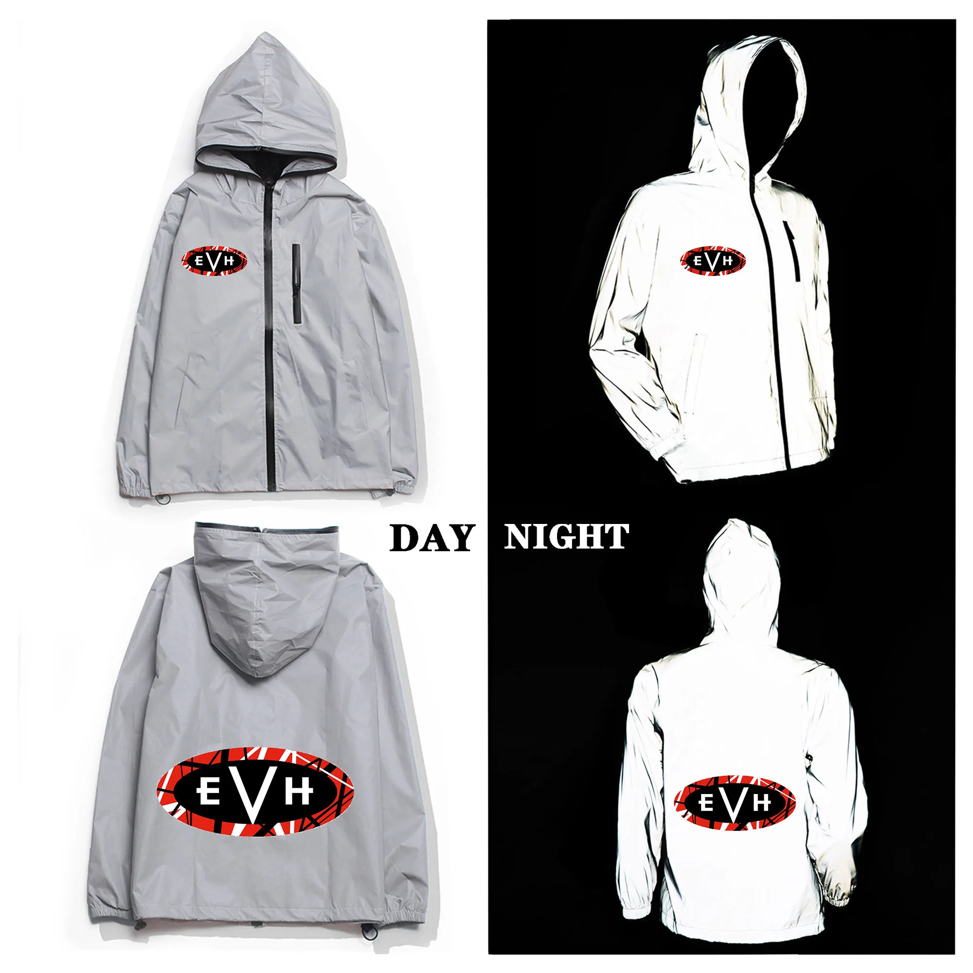 

Van Evh 1984 Stripes Halen Reflective Jacket Mens Womens 5150 Coat Hooded Windbreaker Run Pocket Jackets Zipper Custom Hoodie