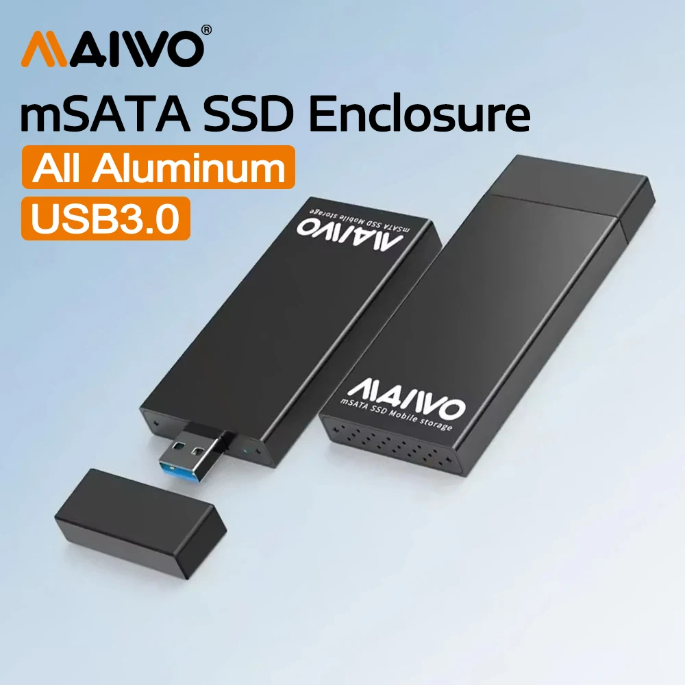 

MAIWO mSATA to USB 3.0 Adapter mSATA SSD Enclosure Reader 30x30 30x50 Mini SATA Hard Drive Case 2TB Capacity All Aluminum Shell