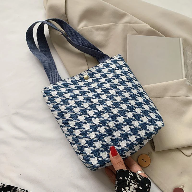 Petit Sac Polyvalent en Toile pour Fille, Solide, à la Mode, avec Grille Qianniu, Nouvelle Collection