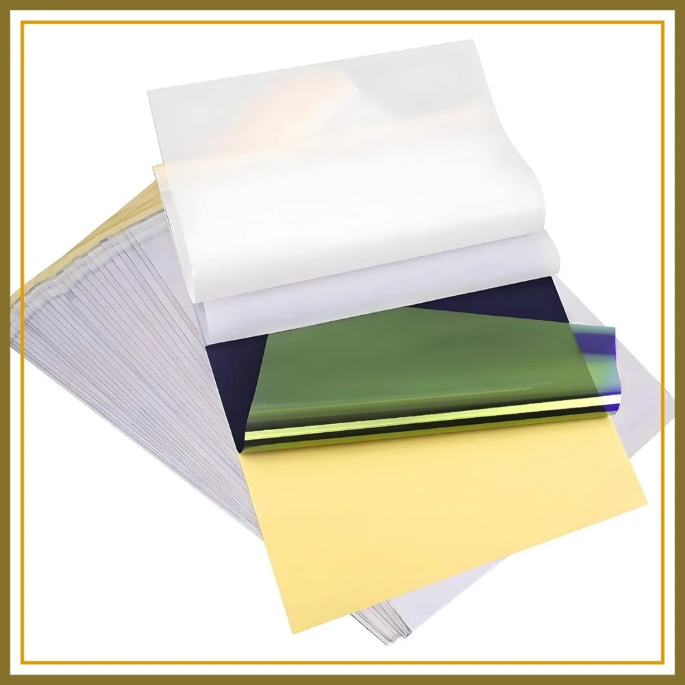 

50 PCS Tattoo Transfer Paper, A4 4-Layer Thermal Stencil Paper 8.3x11.7 Inch for Tattoo Stencil Supplies
