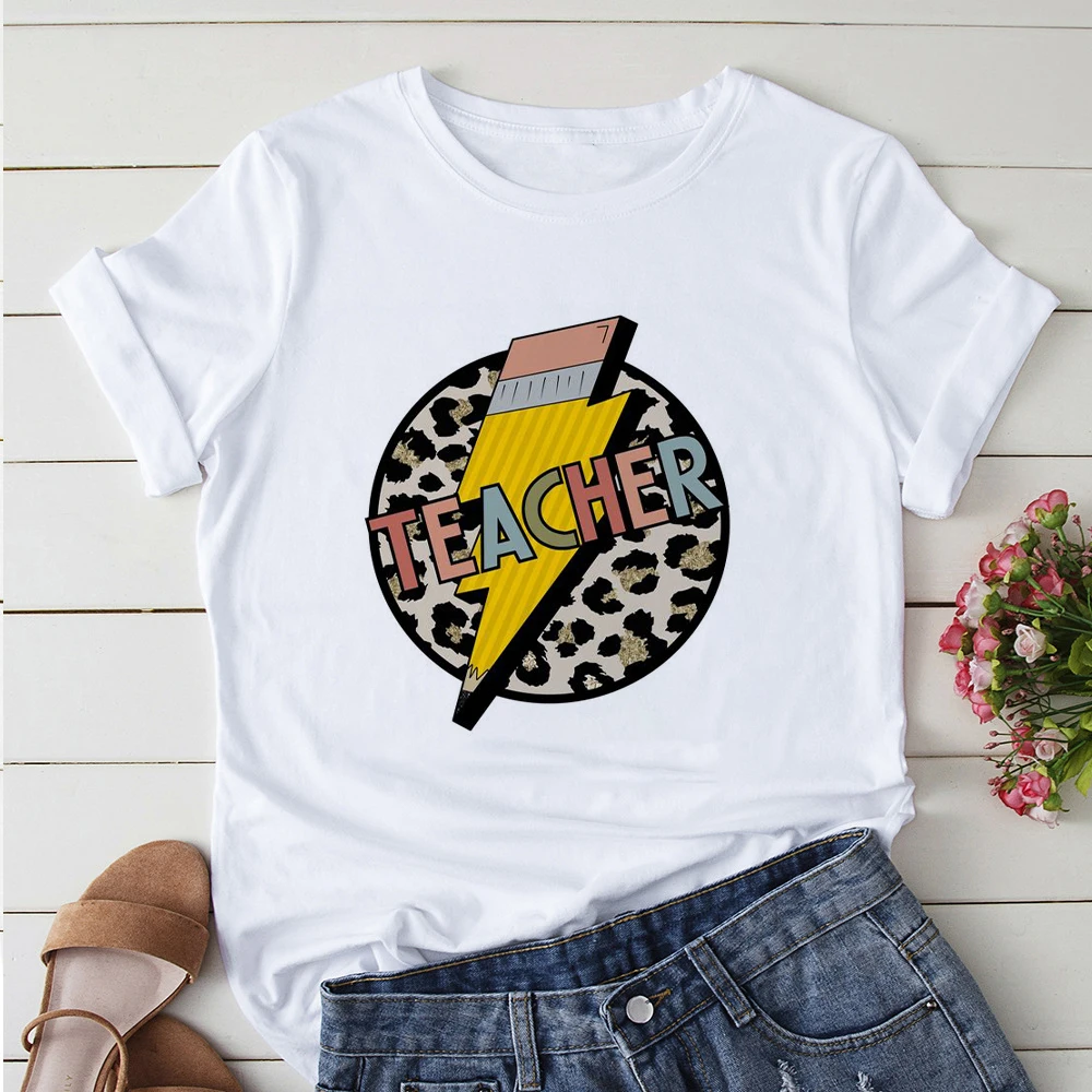 Camiseta con estampado gráfico de la batería de un profesor para mujer, ropa de calle Harajuku, manga corta, color blanco, de lunes A viernes