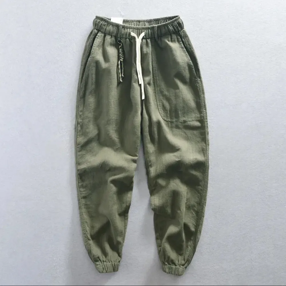 Invisible Open Crotch Outdoor Sex Large Size Nine-point Pants Summer Casual Pant Men Loose Cotton Linen Thin Wide-leg Trousers