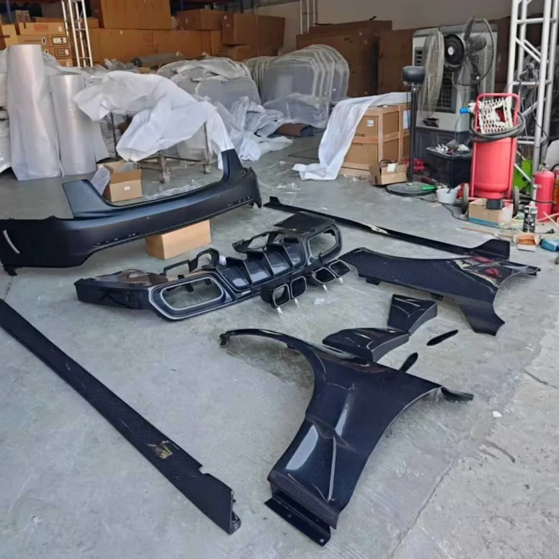 Multifunctional Dry & Wet Carbon Fiber Full Body Kit, Bumper Hood Side Skirts Rear Diffuser, Auto Exterior Tuning Accessories