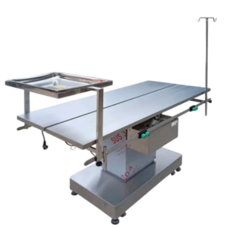 Electric lifting veterinary operating table made of stainless steel for animal dissection and inspection of surgical instruments