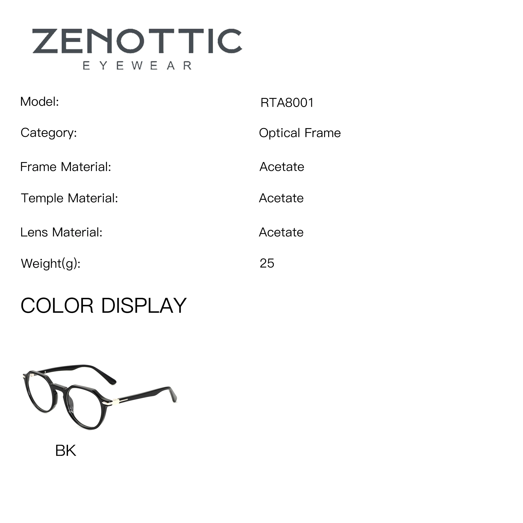 ZENOTTIC M Size Acetate Round Prescription Eyewear Men Anti Blue Light Photochromic Optical Lenses Women's Progressive Glasses