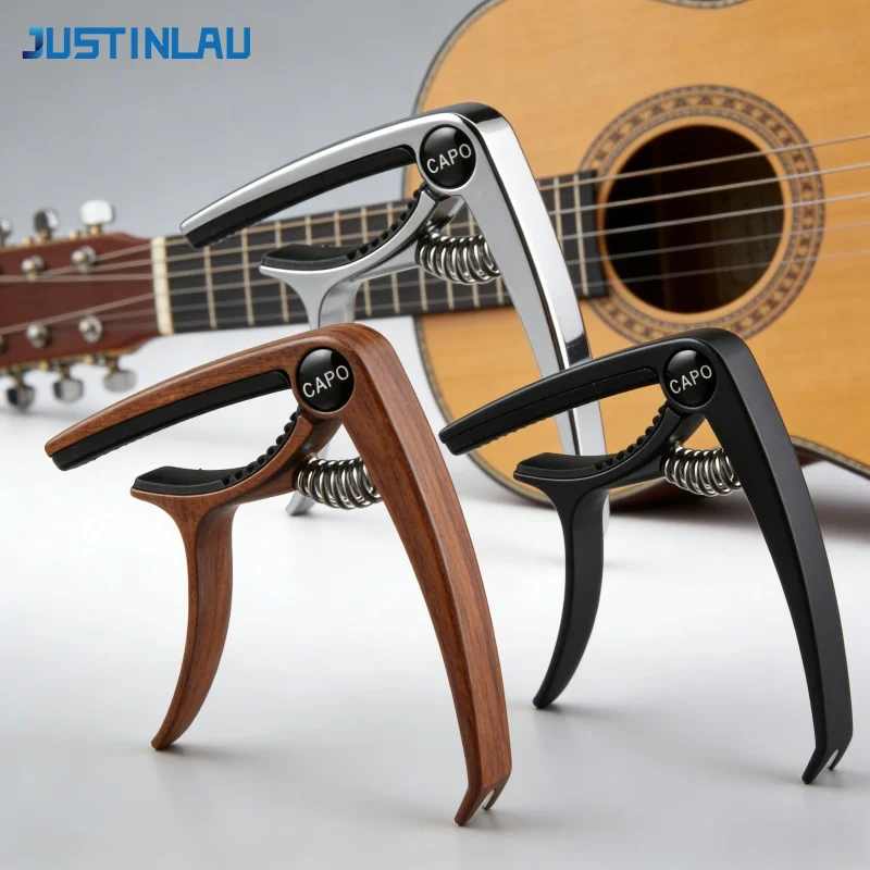 Capo de Guitarra de Metal JUSTINLAU, Afinador para Ukelele y Guitarras Eléctricas, Capos Profesionales con Clip, Cambio Rápido, Herramienta para Instrumentos Musicales