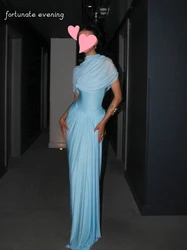 Fortunate Evening Elegant Vintage Sweet Sky-Blue Asymmetrical Chiffon Customize Formal Occasion Prom Dress Evening Party Gowns