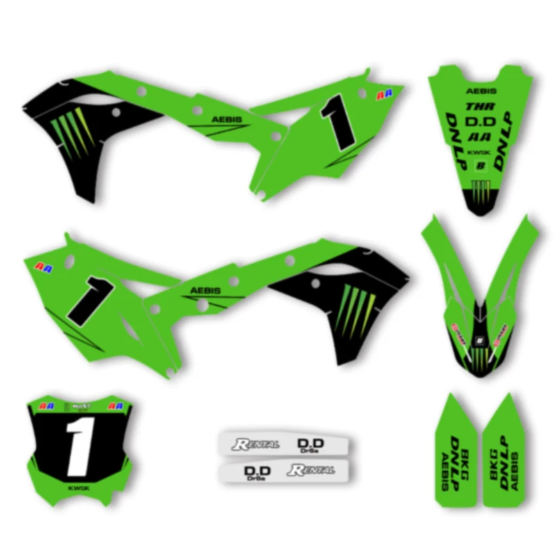 

DSMTECH MOTOR Custom Team Motorcycle Graphics Decals Stickers Kit For KAWASAKI KXF250 KX250F KXF 250 2017 2018 2019 2020 007