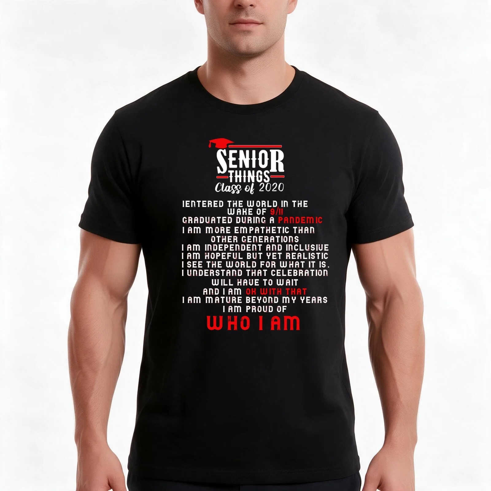 senior thins class of 2020 graduation 2020 gift T-Shirt, Summer Casual Cotton Tee, Oversized Streetwear Tops, Unisex Men Women