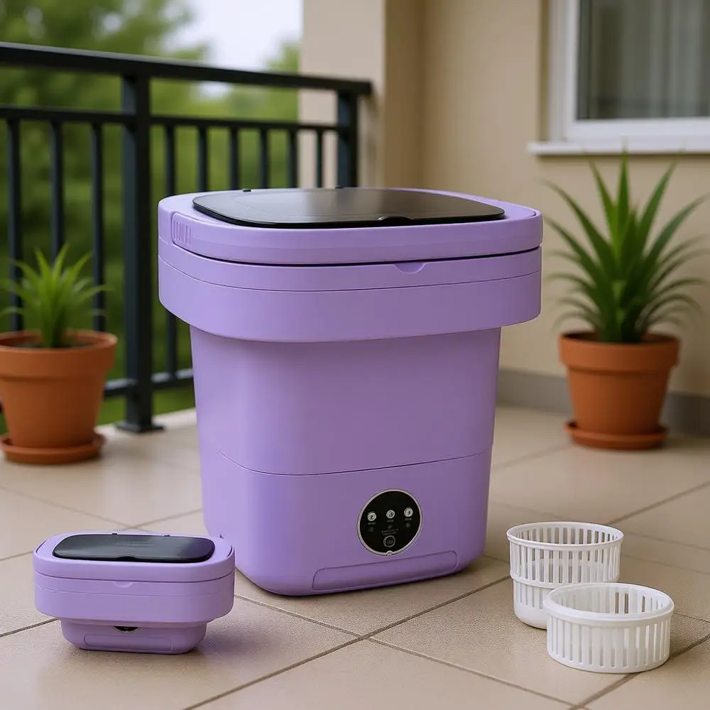 

Портативная стиральная машина на 16 л с отжимом, идеально подходит для детской одежды, нижнего белья, носков, складная конструкция для кемпинга, отелей и т.д.