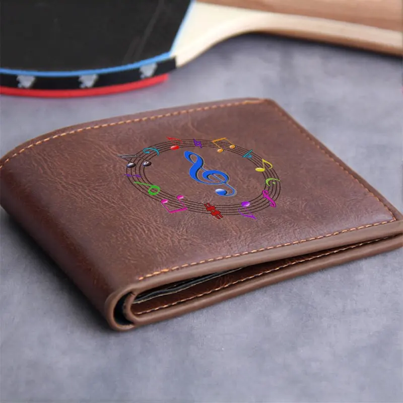 Portafoglio in pelle PU premium con design di note musicali per uomo e donna, leggero e durevole, accessorio alla moda per tutti i giorni
