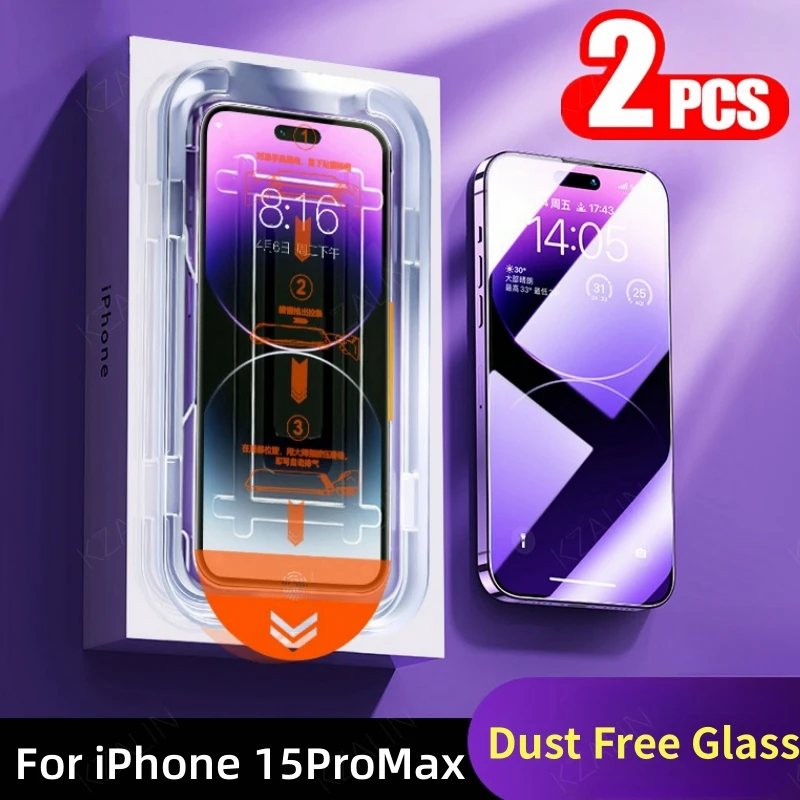 Verre anti-poussière pour iPhone 15 Pro Max, protecteur d'écran facile à installer pour iPhone 15Promax Advanced Guatemala Glass, 2 pièces