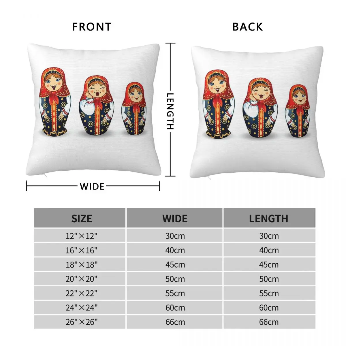 Russian Matryoshka Doll Pillowcase Polyester Linen Velvet Creative Zip Decorative Pillow Case Home Cushion Cover Wholesale