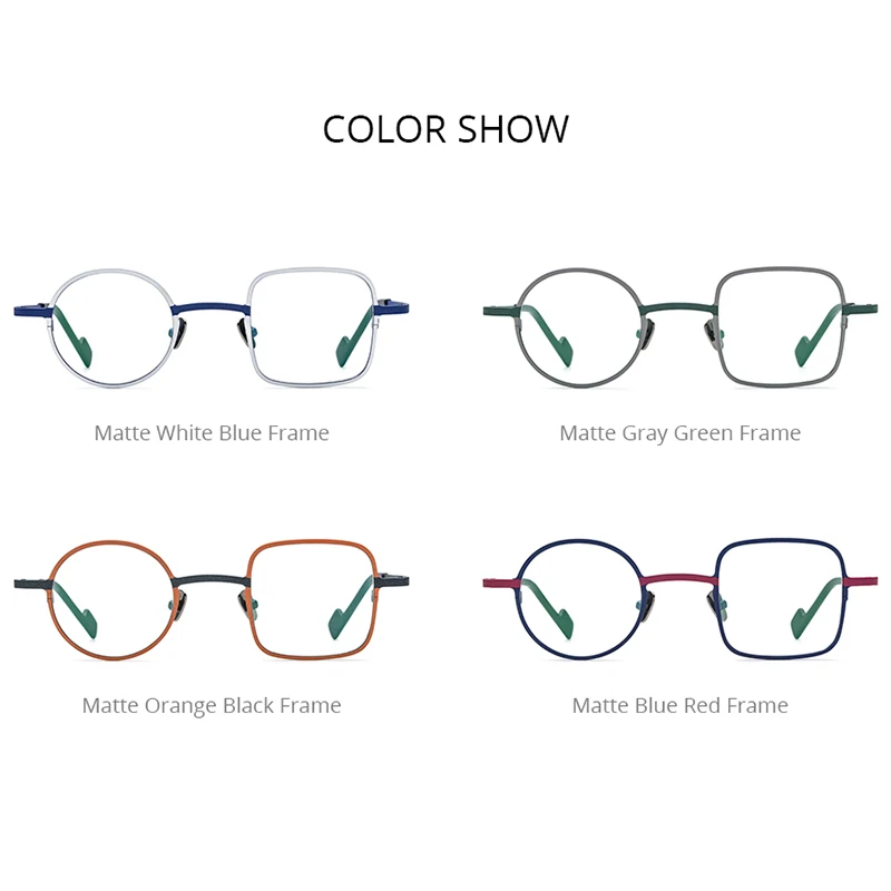 FONEX Titanium Glasses Frame Men Colorful Retro Round Square Eyeglasses 2022 Women Vintage Eyewear F85747