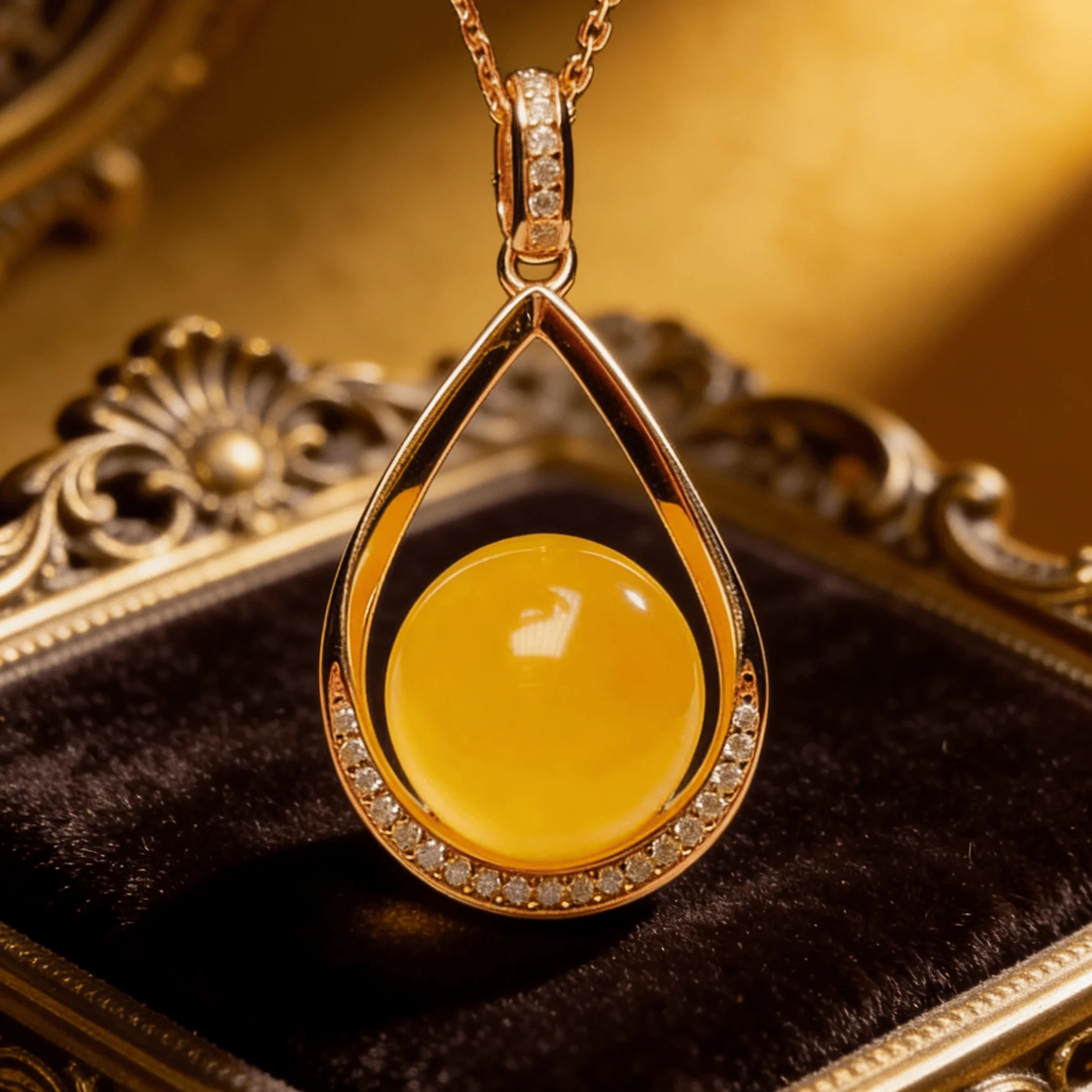 

Pure Silver with Natural Amber Teardrop Pendant 12mm for Women Gift Amber Jewelry