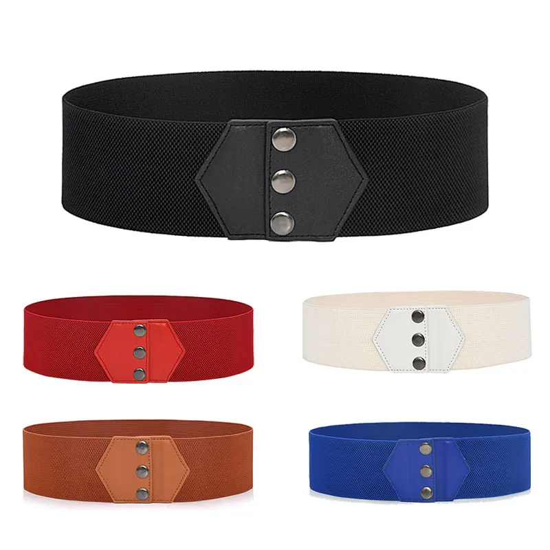 2024 Nieuwe Damesmode Brede Elastische Riem Gesp Cinch Tailleband Dames Jurk Tailleband Cummerbands Casual Stretch Brede Riem