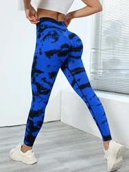 Women's High Waist Yoga Pants Tie Dye Seamless Leggings, Compression Hip Lifting Stretch Leggings