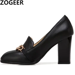 Elegant High Heels Women Pumps Shoes Spring Brand Black White Heeled Party Office Shoes Luxury Chain Casual Dress Pumps Big Size