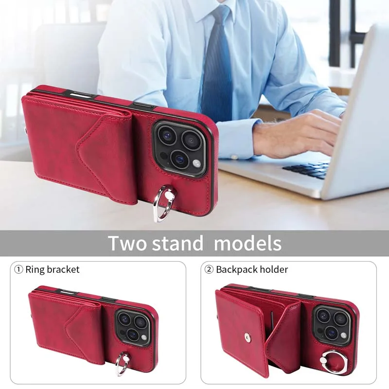 حافظة جلدية طويلة على الموضة لهاتف آيفون 11 12 13 14 15 16 Pro Max XS XR X 7 Plus 8 16E محفظة بطاقات فتحات غطاء حامل حقيبة