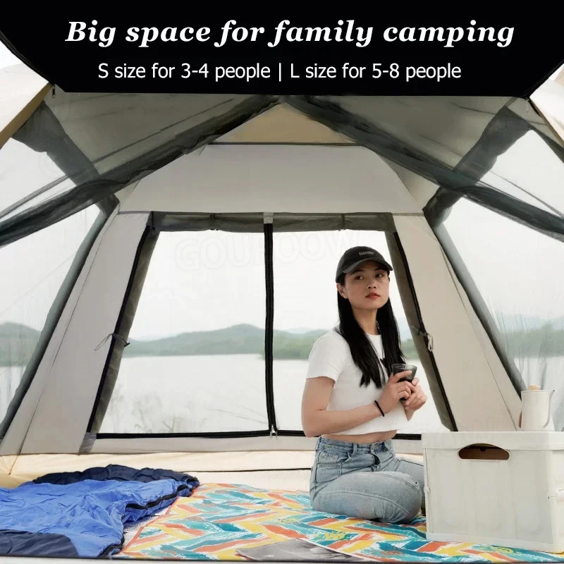 5-8 Person Outdoor Automatic Quick Open Tent Rainfly Waterproof Camping Tent Family Outdoor Instant Setup Tent with Carring Bag