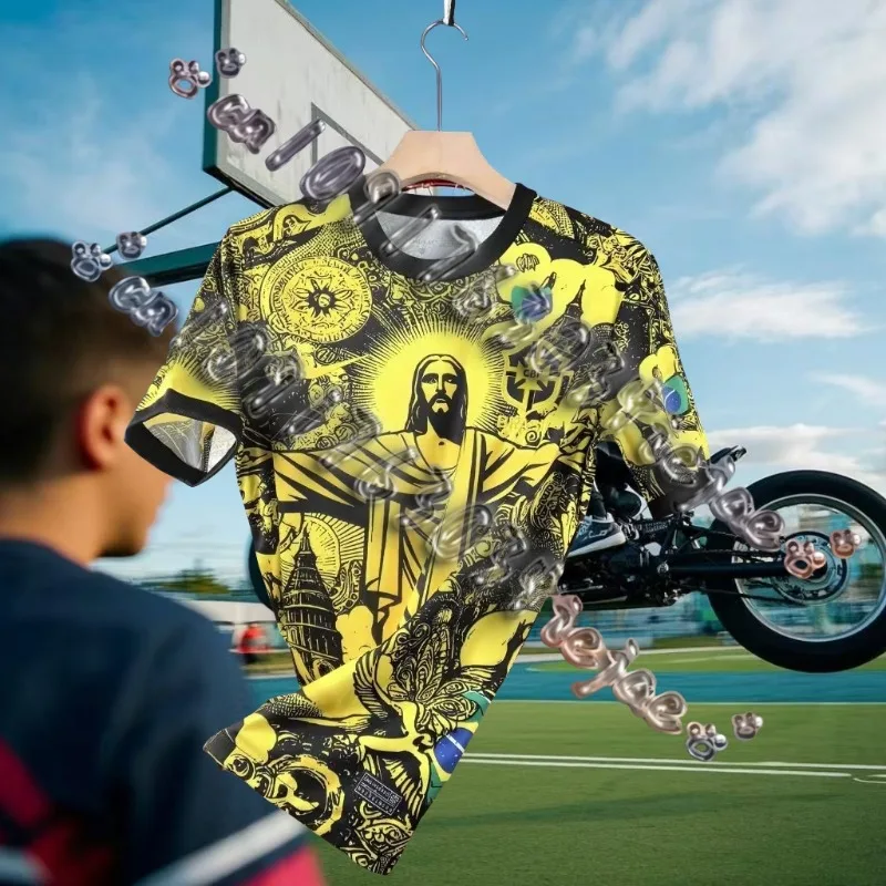 

MOTO Brazil Jesus Football Jersey Special Edition Men Women Kids T-Shirts Sports Casual Outdoor Training Breathable Quick Dry