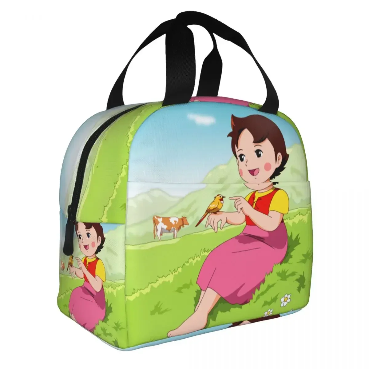 Alps Mountain Girl Happy Heidi Thermal Insulated Lunch Bag Resuable Lunch Tote Box for Kids School Children Storage Food Bags